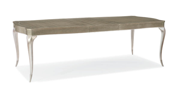 rectangular dining table with soft curves on each side