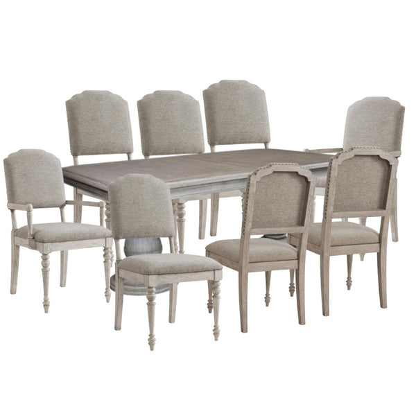 ANNISTON DINING TABLE, 2 ARM CHAIRS, AND 6 SIDE CHAIRS